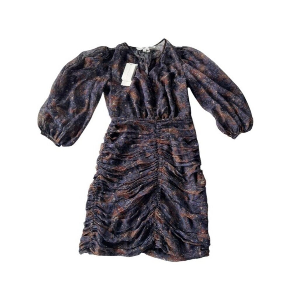 Veronica Beard Woman's Sz 2 Kerri Printed Silk Dress Black Blue Floral Print NWT - Picture 13 of 13